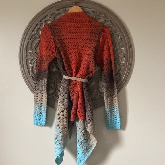 Vertigo Eyelet Multi color Belted Sweater size Medium - Picture 4 of 4